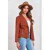 imagePRETTYGARDEN Womens Faux Suede Jackets 2025 Spring Fall Clothes Long Sleeve Open Front Cropped Coat OutwearRust Red