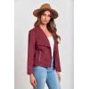 imagePRETTYGARDEN Womens Faux Suede Jackets 2025 Spring Fall Clothes Long Sleeve Open Front Cropped Coat OutwearWine Red