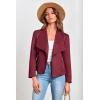 imagePRETTYGARDEN Womens Faux Suede Jackets 2025 Spring Fall Clothes Long Sleeve Open Front Cropped Coat OutwearWine Red