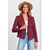 imagePRETTYGARDEN Womens Faux Suede Jackets 2025 Spring Fall Clothes Long Sleeve Open Front Cropped Coat OutwearWine Red