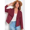 imagePRETTYGARDEN Womens Faux Suede Jackets 2025 Spring Fall Clothes Long Sleeve Open Front Cropped Coat OutwearWine Red