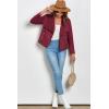 imagePRETTYGARDEN Womens Faux Suede Jackets 2025 Spring Fall Clothes Long Sleeve Open Front Cropped Coat OutwearWine Red