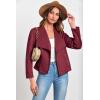imagePRETTYGARDEN Womens Faux Suede Jackets 2025 Spring Fall Clothes Long Sleeve Open Front Cropped Coat OutwearWine Red
