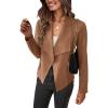 imagePRETTYGARDEN Womens Faux Suede Jackets 2025 Spring Fall Clothes Long Sleeve Open Front Cropped Coat OutwearCamel