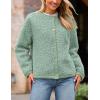 imagePRETTYGARDEN Womens Faux Fur Shearling Coat Fuzzy Fleece Button Up Trendy Fall Winter Cropped Jackets OuterwearBean Green