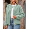 imagePRETTYGARDEN Womens Faux Fur Shearling Coat Fuzzy Fleece Button Up Trendy Fall Winter Cropped Jackets OuterwearBean Green