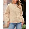 imagePRETTYGARDEN Womens Faux Fur Shearling Coat Fuzzy Fleece Button Up Trendy Fall Winter Cropped Jackets OuterwearBeige