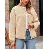 imagePRETTYGARDEN Womens Faux Fur Shearling Coat Fuzzy Fleece Button Up Trendy Fall Winter Cropped Jackets OuterwearBeige
