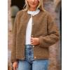 imagePRETTYGARDEN Womens Faux Fur Shearling Coat Fuzzy Fleece Button Up Trendy Fall Winter Cropped Jackets OuterwearBrown