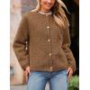 imagePRETTYGARDEN Womens Faux Fur Shearling Coat Fuzzy Fleece Button Up Trendy Fall Winter Cropped Jackets OuterwearBrown