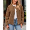 imagePRETTYGARDEN Womens Faux Fur Shearling Coat Fuzzy Fleece Button Up Trendy Fall Winter Cropped Jackets OuterwearBrown
