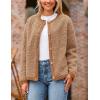 imagePRETTYGARDEN Womens Faux Fur Shearling Coat Fuzzy Fleece Button Up Trendy Fall Winter Cropped Jackets OuterwearCamel