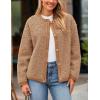 imagePRETTYGARDEN Womens Faux Fur Shearling Coat Fuzzy Fleece Button Up Trendy Fall Winter Cropped Jackets OuterwearCamel