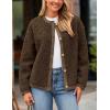 imagePRETTYGARDEN Womens Faux Fur Shearling Coat Fuzzy Fleece Button Up Trendy Fall Winter Cropped Jackets OuterwearCoffee