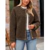imagePRETTYGARDEN Womens Faux Fur Shearling Coat Fuzzy Fleece Button Up Trendy Fall Winter Cropped Jackets OuterwearCoffee