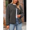 imagePRETTYGARDEN Womens Faux Fur Shearling Coat Fuzzy Fleece Button Up Trendy Fall Winter Cropped Jackets OuterwearDark Grey