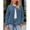 imagePRETTYGARDEN Womens Faux Fur Shearling Coat Fuzzy Fleece Button Up Trendy Fall Winter Cropped Jackets OuterwearDenim Blue