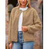 imagePRETTYGARDEN Womens Faux Fur Shearling Coat Fuzzy Fleece Button Up Trendy Fall Winter Cropped Jackets OuterwearKhaki
