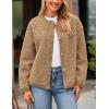 imagePRETTYGARDEN Womens Faux Fur Shearling Coat Fuzzy Fleece Button Up Trendy Fall Winter Cropped Jackets OuterwearKhaki