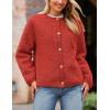 imagePRETTYGARDEN Womens Faux Fur Shearling Coat Fuzzy Fleece Button Up Trendy Fall Winter Cropped Jackets OuterwearRed