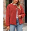 imagePRETTYGARDEN Womens Faux Fur Shearling Coat Fuzzy Fleece Button Up Trendy Fall Winter Cropped Jackets OuterwearRed