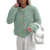 imagePRETTYGARDEN Womens Faux Fur Shearling Coat Fuzzy Fleece Button Up Trendy Fall Winter Cropped Jackets OuterwearBean Green
