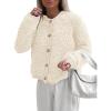 imagePRETTYGARDEN Womens Faux Fur Shearling Coat Fuzzy Fleece Button Up Trendy Fall Winter Cropped Jackets OuterwearWhite