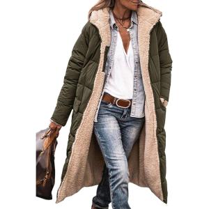 imagePRETTYGARDEN Womens 2025 Winter Fashion Clothes Oversized Shearling Fleece Long Coats JacketsArmy Green
