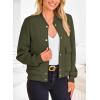 imagePRETTYGARDEN Womens Bomber Jackets Winter Trendy Varsity Jackets Shackets Button Down Cropped Coats with PocketsArmy Green