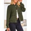 imagePRETTYGARDEN Womens Bomber Jackets Winter Trendy Varsity Jackets Shackets Button Down Cropped Coats with PocketsArmy Green