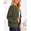 imagePRETTYGARDEN Womens Bomber Jackets Winter Trendy Varsity Jackets Shackets Button Down Cropped Coats with PocketsArmy Green
