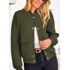 imagePRETTYGARDEN Womens Bomber Jackets Winter Trendy Varsity Jackets Shackets Button Down Cropped Coats with PocketsArmy Green