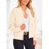 imagePRETTYGARDEN Womens Bomber Jackets Winter Trendy Varsity Jackets Shackets Button Down Cropped Coats with PocketsBeige