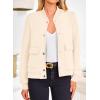 imagePRETTYGARDEN Womens Bomber Jackets Winter Trendy Varsity Jackets Shackets Button Down Cropped Coats with PocketsBeige