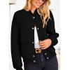 imagePRETTYGARDEN Womens Bomber Jackets Winter Trendy Varsity Jackets Shackets Button Down Cropped Coats with PocketsBlack