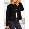 imagePRETTYGARDEN Womens Bomber Jackets Winter Trendy Varsity Jackets Shackets Button Down Cropped Coats with PocketsBlack