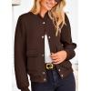 imagePRETTYGARDEN Womens Bomber Jackets Winter Trendy Varsity Jackets Shackets Button Down Cropped Coats with PocketsCoffee