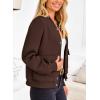 imagePRETTYGARDEN Womens Bomber Jackets Winter Trendy Varsity Jackets Shackets Button Down Cropped Coats with PocketsCoffee