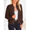 imagePRETTYGARDEN Womens Bomber Jackets Winter Trendy Varsity Jackets Shackets Button Down Cropped Coats with PocketsCoffee