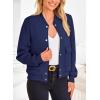 imagePRETTYGARDEN Womens Bomber Jackets Winter Trendy Varsity Jackets Shackets Button Down Cropped Coats with PocketsDark Blue