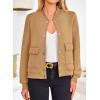 imagePRETTYGARDEN Womens Bomber Jackets Winter Trendy Varsity Jackets Shackets Button Down Cropped Coats with PocketsKhaki