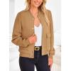 imagePRETTYGARDEN Womens Bomber Jackets Winter Trendy Varsity Jackets Shackets Button Down Cropped Coats with PocketsKhaki