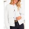 imagePRETTYGARDEN Womens Bomber Jackets Winter Trendy Varsity Jackets Shackets Button Down Cropped Coats with PocketsWhite