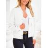 imagePRETTYGARDEN Womens Bomber Jackets Winter Trendy Varsity Jackets Shackets Button Down Cropped Coats with PocketsWhite