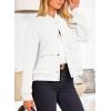 imagePRETTYGARDEN Womens Bomber Jackets Winter Trendy Varsity Jackets Shackets Button Down Cropped Coats with PocketsWhite