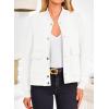 imagePRETTYGARDEN Womens Bomber Jackets Winter Trendy Varsity Jackets Shackets Button Down Cropped Coats with PocketsWhite