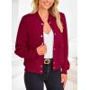 imagePRETTYGARDEN Womens Bomber Jackets Winter Trendy Varsity Jackets Shackets Button Down Cropped Coats with PocketsWine Red