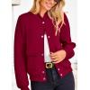 imagePRETTYGARDEN Womens Bomber Jackets Winter Trendy Varsity Jackets Shackets Button Down Cropped Coats with PocketsWine Red