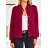 imagePRETTYGARDEN Womens Bomber Jackets Winter Trendy Varsity Jackets Shackets Button Down Cropped Coats with PocketsWine Red