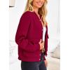 imagePRETTYGARDEN Womens Bomber Jackets Winter Trendy Varsity Jackets Shackets Button Down Cropped Coats with PocketsWine Red